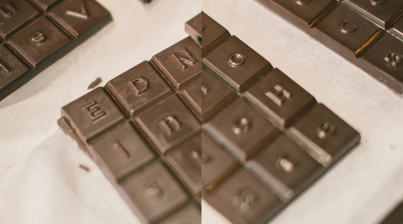 Handmade Eden Chocolate bars cooling at the micro-factory