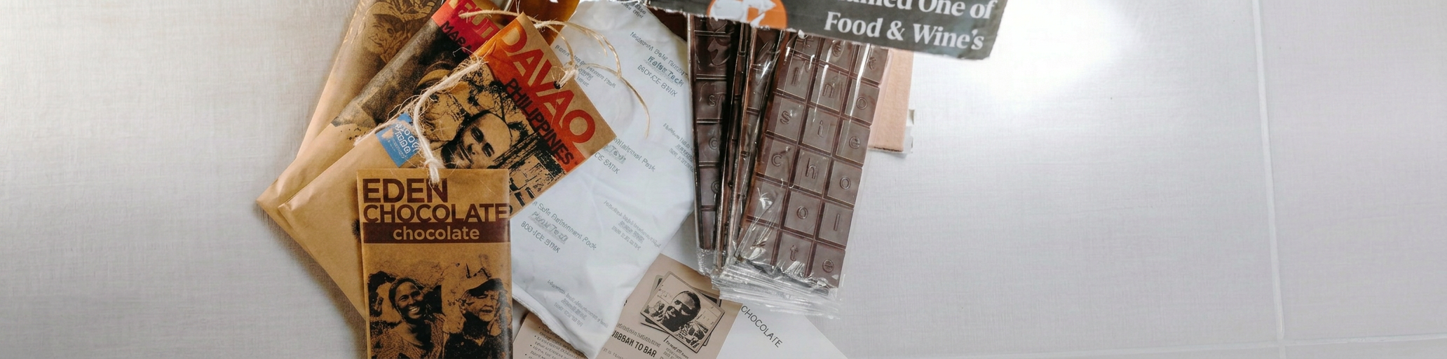 Eden Chocolate bars and packaging